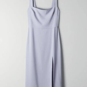 Aritzia Babaton '90s Slit Square Neck Drape Midi Dress Periwinkle Blue Size 2